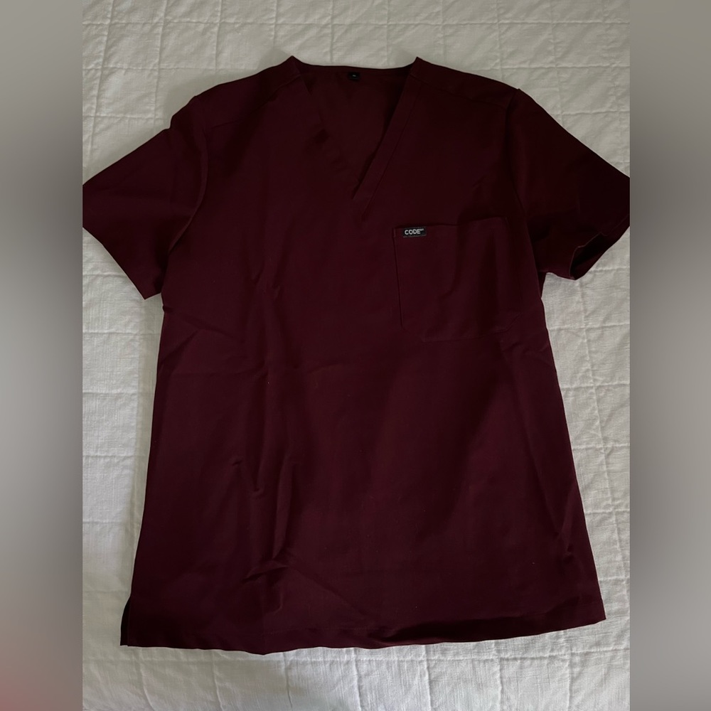 CODE Burgundy Scrub Top